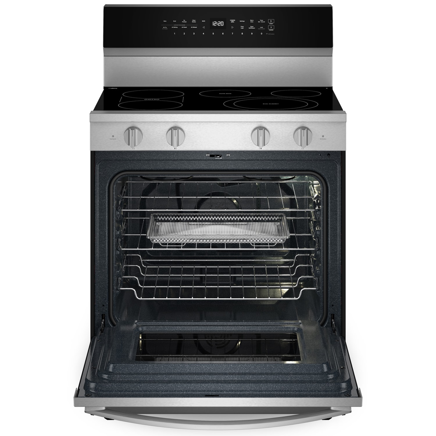 Whirlpool 30 in. 5.3 cu. ft. Smart Air Fry True European Convection Electric Range with Radiant Burners - Fingerprint Resistant Stainless, Fingerprint Resistant Stainless, hires