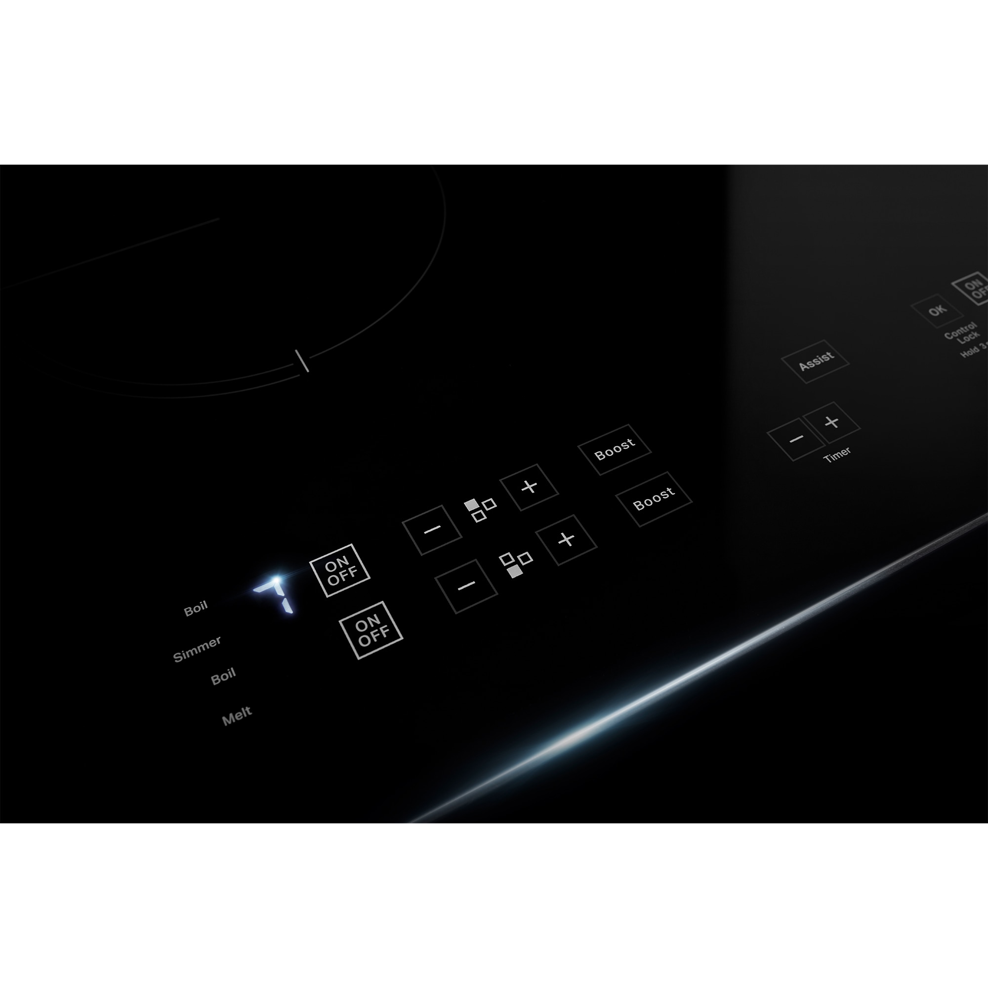 JennAir Oblivian Glass 24 in. 3-Burner Induction Cooktop with Simmer Burner & Power Burner - Black, , hires