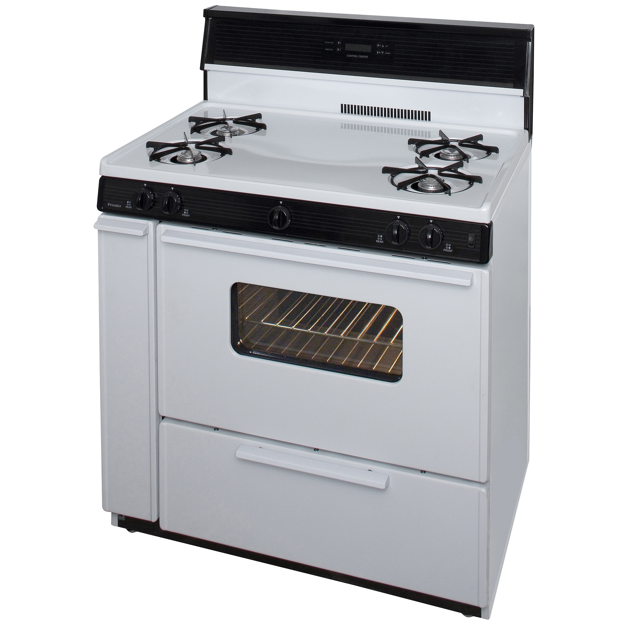 Premier 36 in. 3.9 cu. ft. Gas Range with Open Burners - White, White, hires
